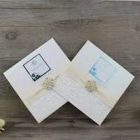 Lace Invitation Card Glitter Wedding Card with Buckle Decoration Made in China